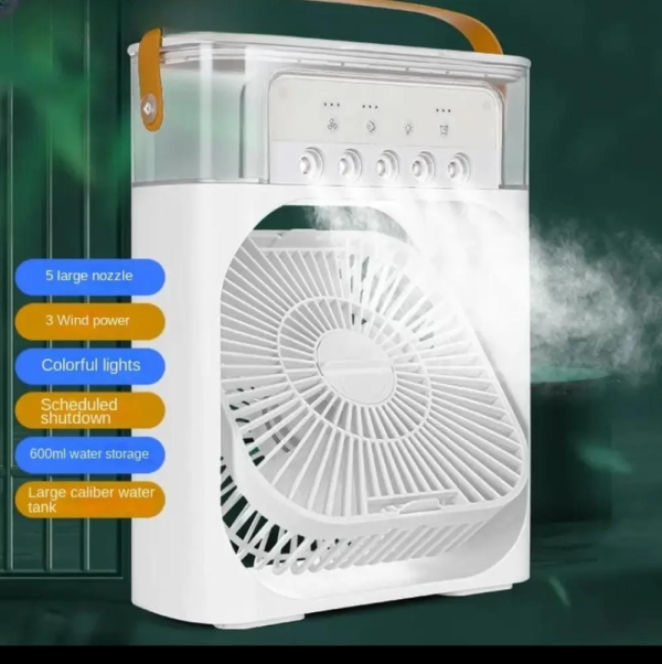 Portable Air Conditioner Fan Usb Electric Fan With Led Night Light, Fine Mist Water, And Humidifier Function | Led Night Light Water Mist (random Color) - Image 2