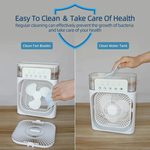 Portable Air Conditioner Fan Usb Electric Fan With Led Night Light, Fine Mist Water, And Humidifier Function | Led Night Light Water Mist (random Color) - Image 4