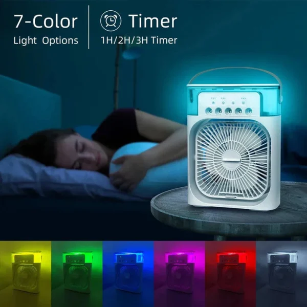 Portable Air Conditioner Fan Usb Electric Fan With Led Night Light, Fine Mist Water, And Humidifier Function | Led Night Light Water Mist (random Color) - Image 9