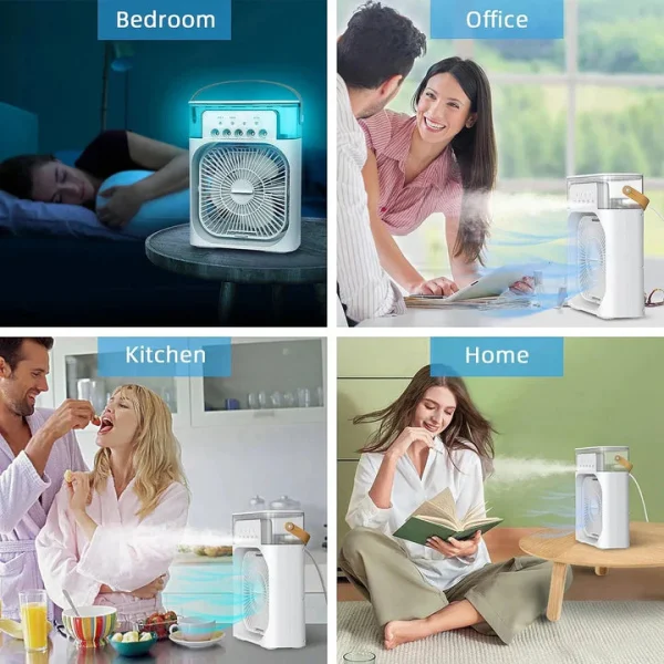 Portable Air Conditioner Fan Usb Electric Fan With Led Night Light, Fine Mist Water, And Humidifier Function | Led Night Light Water Mist (random Color) - Image 6